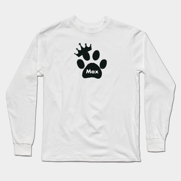 Max cat name made of hand drawn paw prints Long Sleeve T-Shirt by GULSENGUNEL